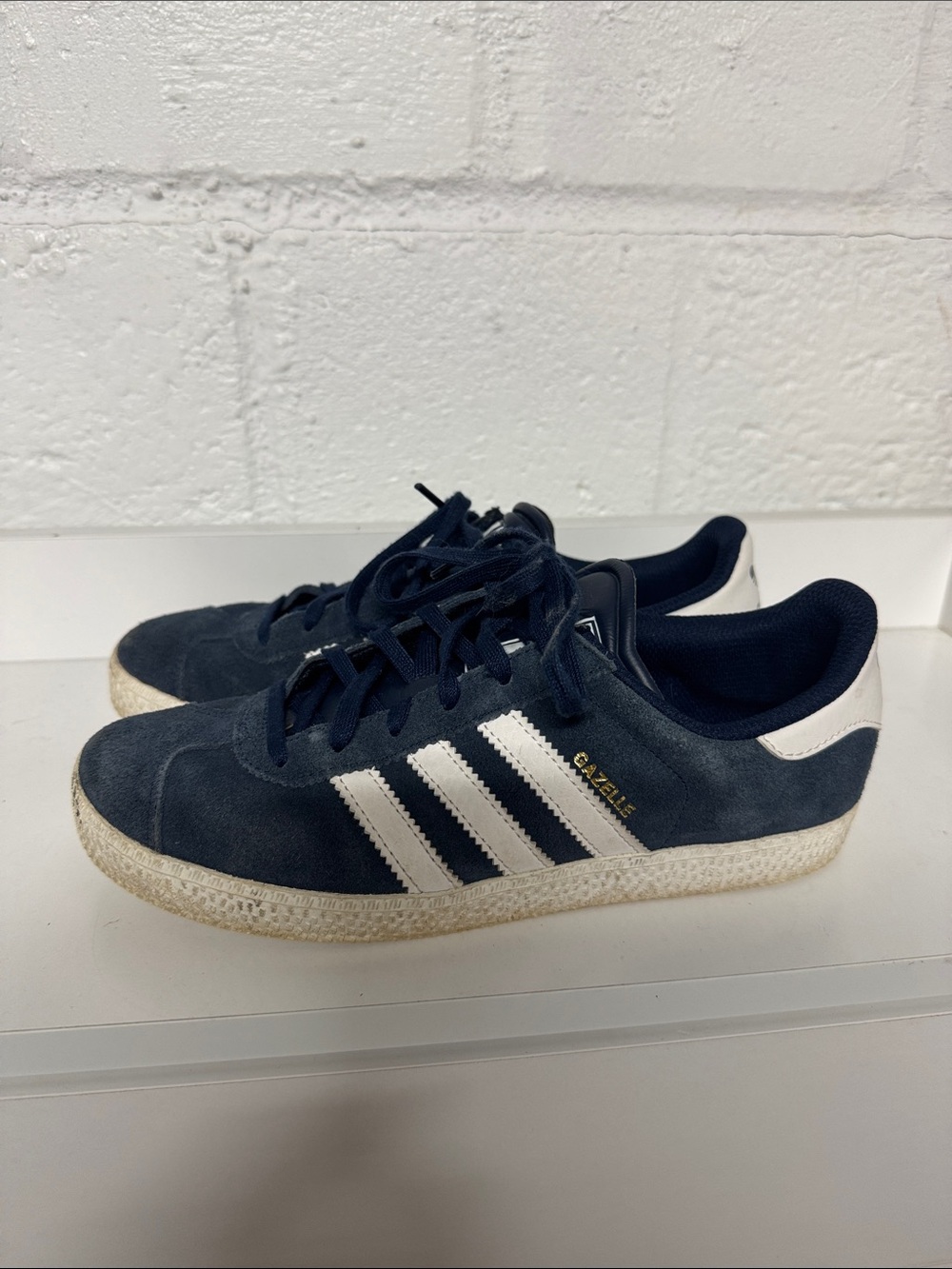 adidas Men's Navy Suede Sneakers with White Stripes